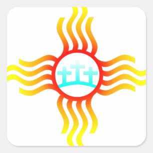 Sticker Carré Las Cruces Nouveau Mexique Zia avec trois crosse