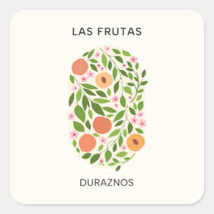 Sticker Carré Las Frutas : Duraznos - Marché de la Pêche