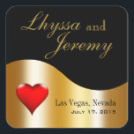 Sticker Carré Las Vegas Lucky in Love noir/or<br><div class="desc">Ces stickers carrés "Lucky in Love" de Las Vegas sont entièrement personnalisables et parfaits pour ajouter du pizzazz à vos enveloppes de fête ou de mariage. Utilisez le bouton orange "Customisez-le" ci-dessus pour insérer votre propre texte. Veuillez contacter cheryl@cheryldanielsart.com si vous avez des questions, avez besoin d'aide ou voulez un...</div>