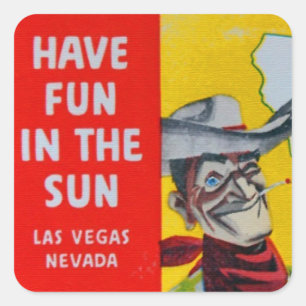 Sticker Carré Las Vegas Nevada Travel Cowboy