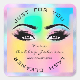 Sticker Carré Lashes rose Beauté Lashes Nettoyeur Holographe maq