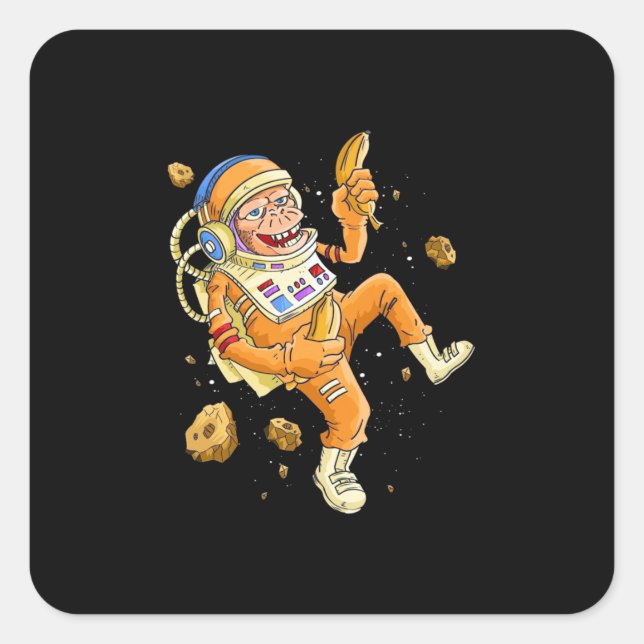 Sticker Carré L'astronaute Monkey Space (Devant)