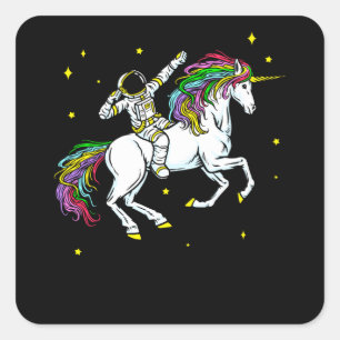 Sticker Carré L'astronaute spatial Dabbing Unicorn Cosmos Don