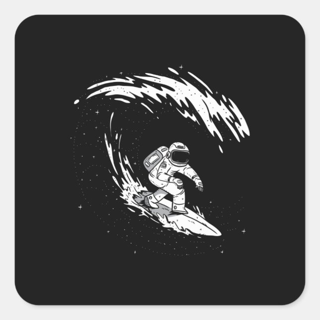 Sticker Carré L'astronaute spatial surf (Devant)
