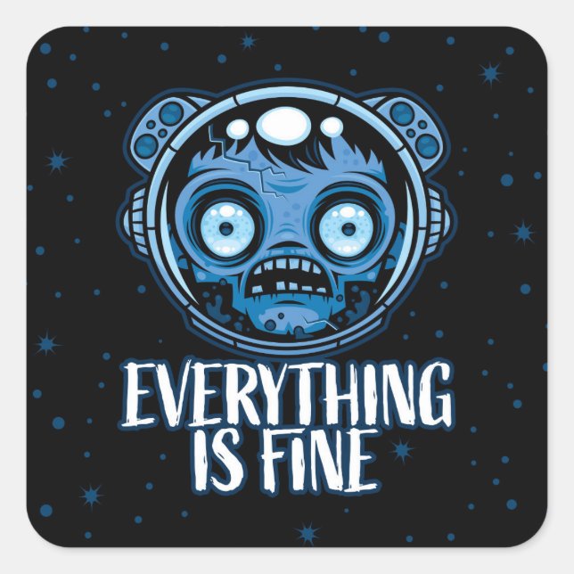Sticker Carré L'astronaute zombie va bien (Devant)