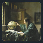Sticker Carré L'astronome, 1668<br><div class="desc">L'astronome,  1668 | par Jan Vermeer | Lieu de l'art : Louvre,  Paris,  France | Artiste néerlandais | Numéro de collection d'images : XIR267676</div>