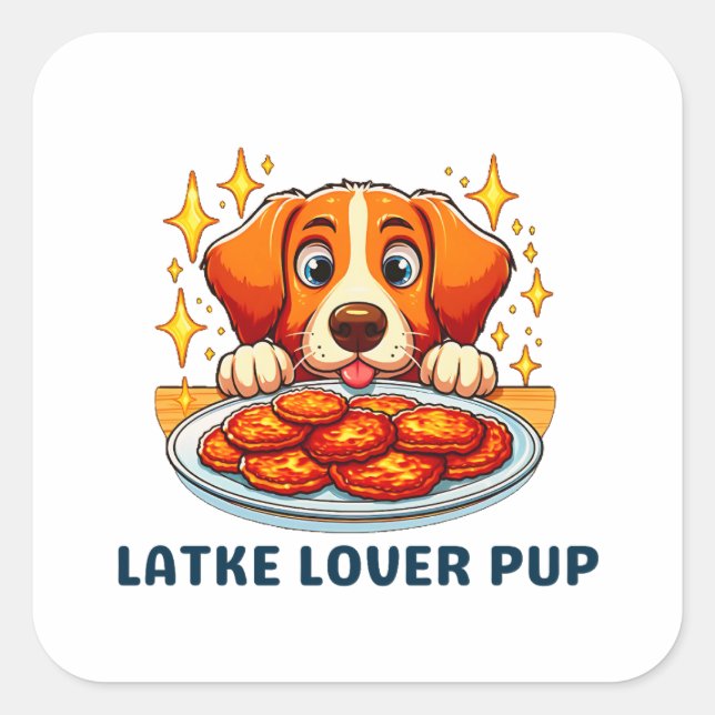Sticker Carré Latke Lover Pup (Devant)