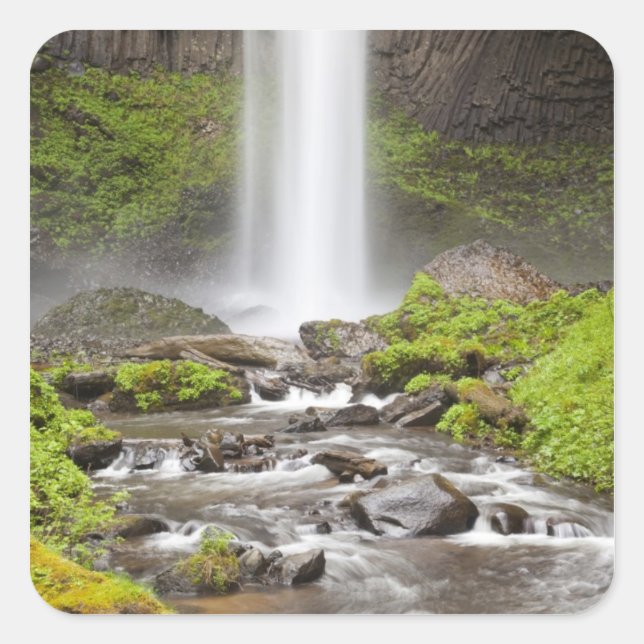 Sticker Carré Latourell Falls, gorge du Columbia, Oregon, (Devant)