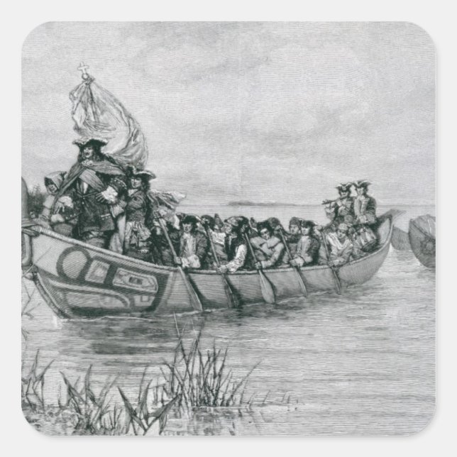 Sticker Carré L'atterrissage de Cadillac (Devant)