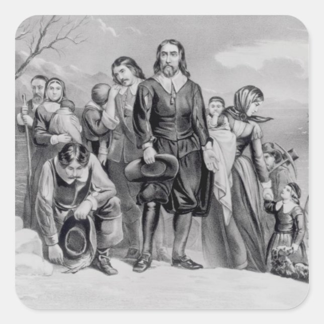 Sticker Carré L'Atterrissage des pèlerins (Devant)