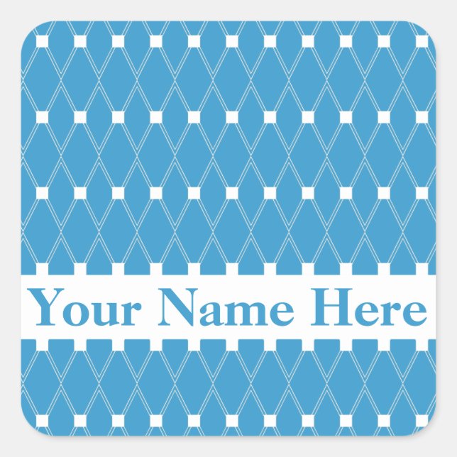 Sticker Carré Lattice Jacquard bleu avec monogramme (Devant)