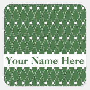 Sticker Carré Lattice Jacquard vert avec monogramme
