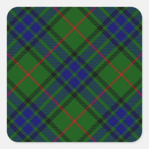 Sticker Carré Lauder tartan bleu vert plaid