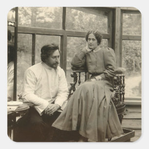 Sticker Carré L'auteur Leonid Andreyev avec sa femme