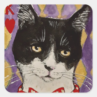 Sticker Carré L'autocollant de chat King Of Hearts
