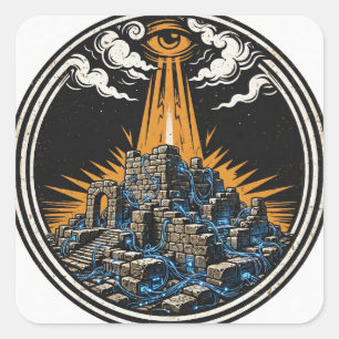Sticker Carré L'autocollant de l'île du témoin — Emblème de pâte