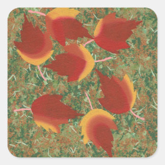 Sticker Carré L'automne laisse l'érable rouge Abstrait sur l'her