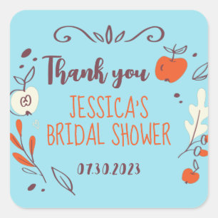 Sticker Carré L'automne laisse Wreath Doodle Fête des mariées d'