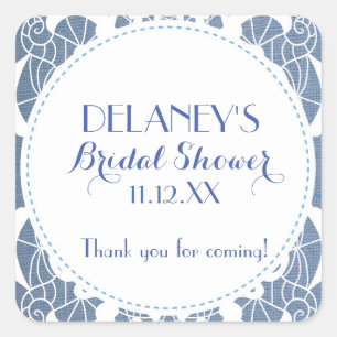 Sticker Carré Lavage de mariage rustique dentelle vintage