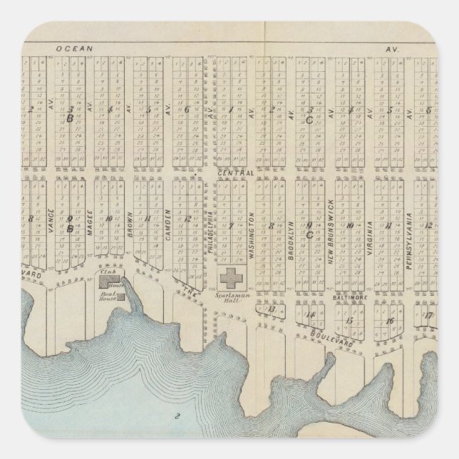 Sticker Carré Lavallette City by the Sea, Squan Beach, NJ (Devant)