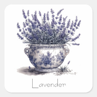 Sticker Carré Lavande en bleu de Delft 