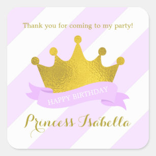 Sticker Carré Lavande et Gold Princess Anniversaire