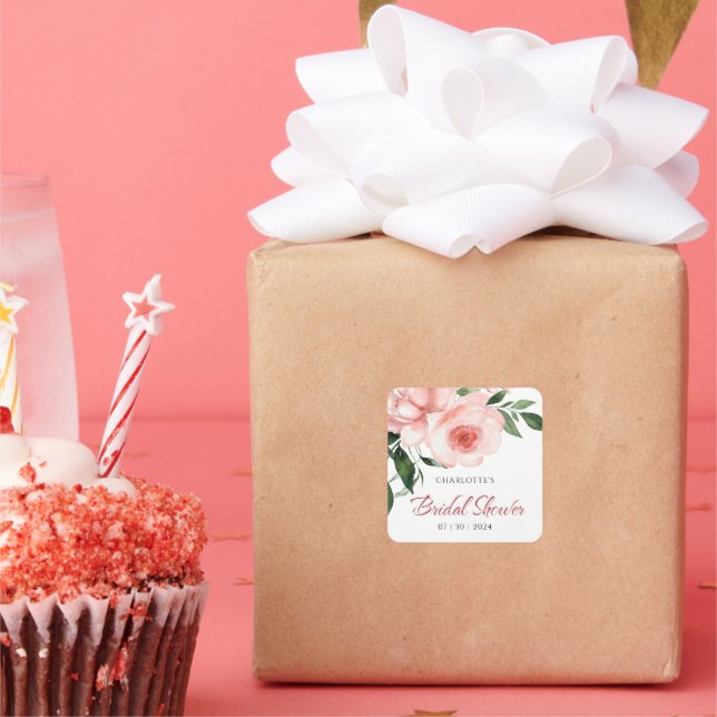 Sticker Carré Lavande Rose Fleurie Shower de Mariage (Fête)