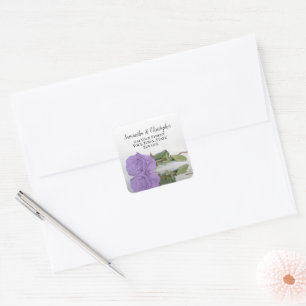 Sticker Carré Lavender Purple Rose Adresse de retour Enveloppe S