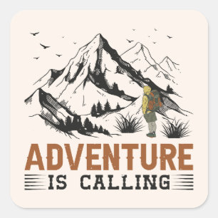 Sticker Carré L'aventure est en train d'appeler