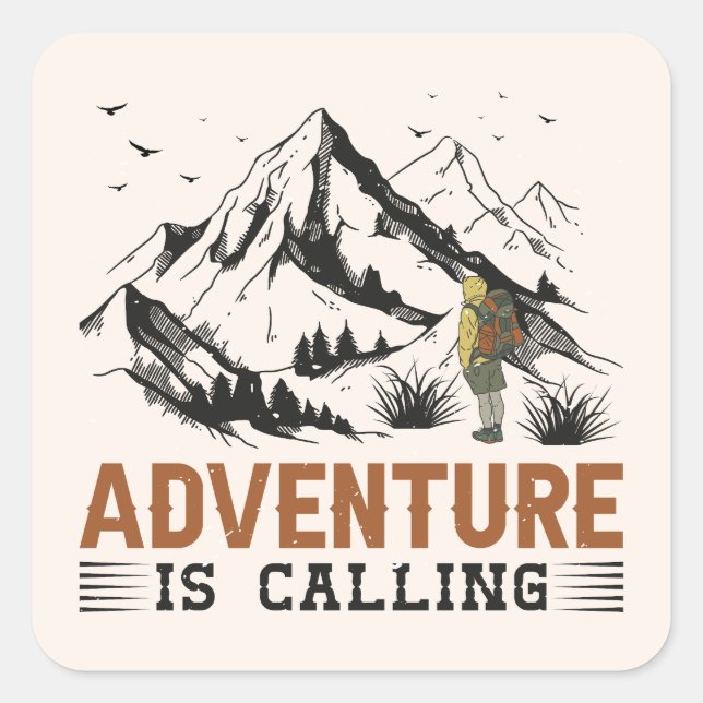 Sticker Carré L'aventure est en train d'appeler (Devant)