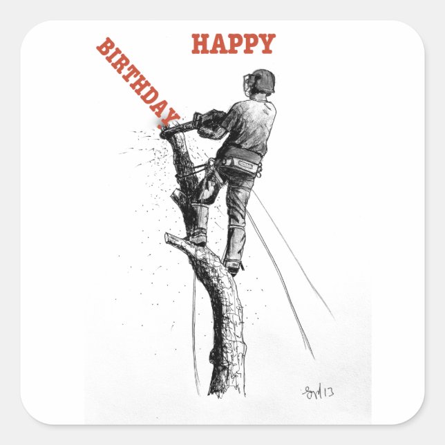 Sticker Carré L'avortement Tree surgeon christmas (Devant)
