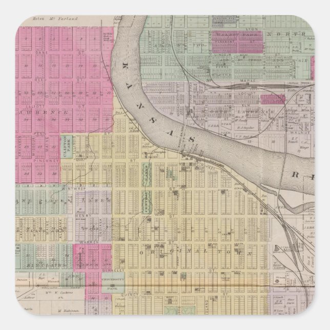 Sticker Carré Lawrence, Kansas (Devant)