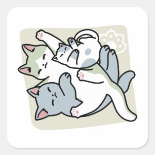 Sticker Carré Laze Furr Days - Cute Lazy Cats Design
