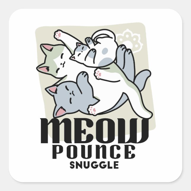 Sticker Carré Laze Furr Days - Cute Lazy Cats Design (Devant)