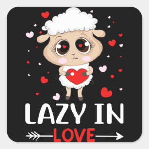 Sticker Carré Lazy in Love Sheep pour célibataires de la Saint-V