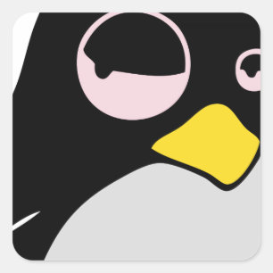 STICKER CARRÉ LAZY LINUX TUX PENGUIN
