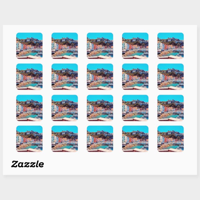 Sticker Carré ldp SORRENTO - panorama - plage - (Feuille)