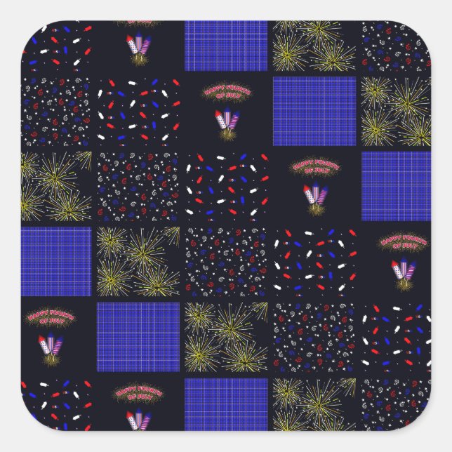 Sticker Carré Le 4 juillet Patchwork Motif - le 4 juillet (Devant)