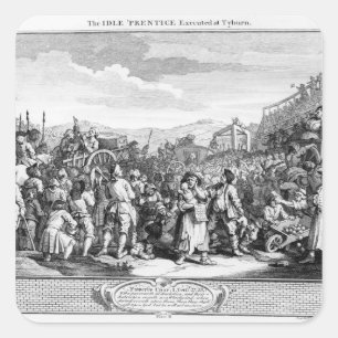 Sticker Carré Le 'apprenti oisif exécuté chez Tyburn