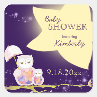 Sticker Carré Le Baby shower des Chouettes de nuit Starry