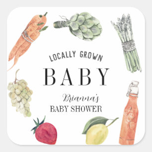Sticker Carré Le Baby shower des fermiers cultivés localement