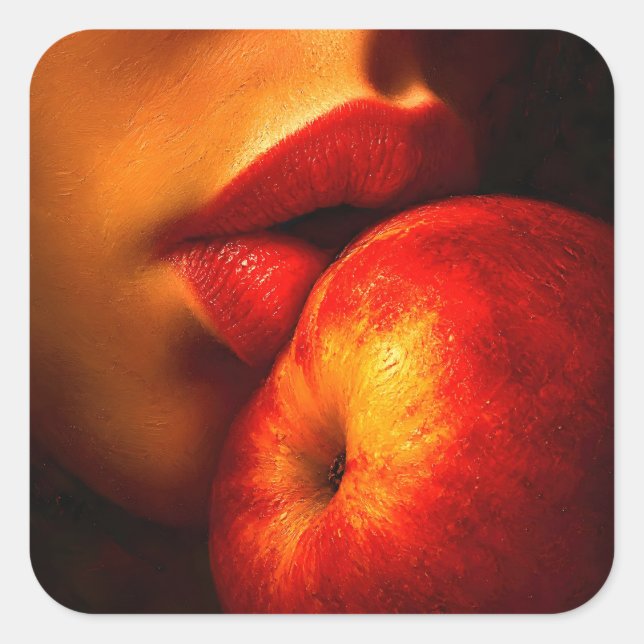 Sticker Carré Le Baiser de Nectarine – Un Portrait Intime (Devant)