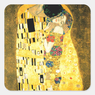 Sticker Carré Le baiser par art Nouveau de Gustav Klimt