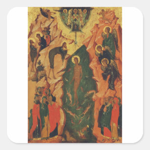 Sticker Carré Le baptême du Christ icône byzantine