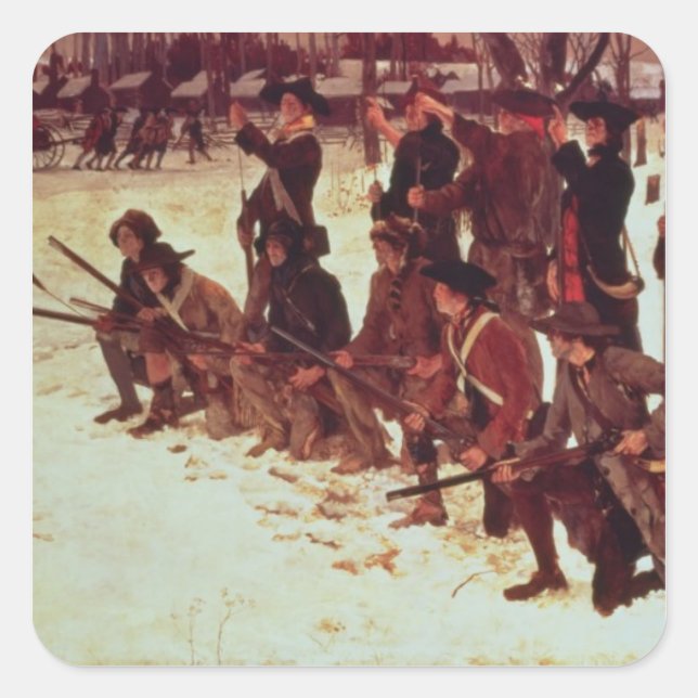 Sticker Carré Le baron von Steuben perce des recrues américaines (Devant)