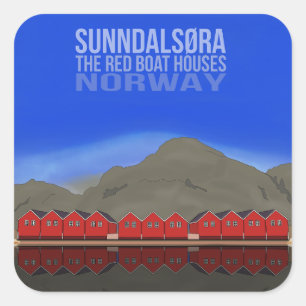 Sticker Carré Le Bateau Rouge Maisons Sunndalsøra Norvège