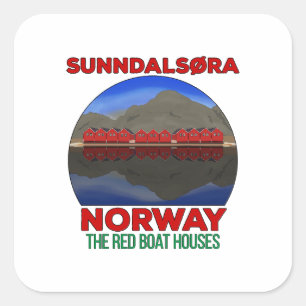 Sticker Carré Le Bateau Rouge Maisons Sunndalsøra Norvège