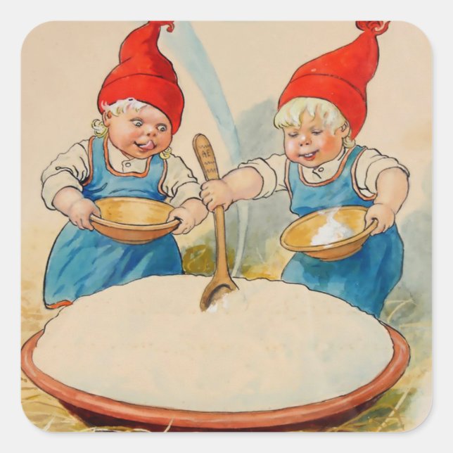 Sticker Carré « Le bol de pudding » par Jenny Nystrom (Devant)