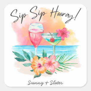 Sticker Carré Le bord de mer Sippin'   Tropical Beach Sip Sip Ho
