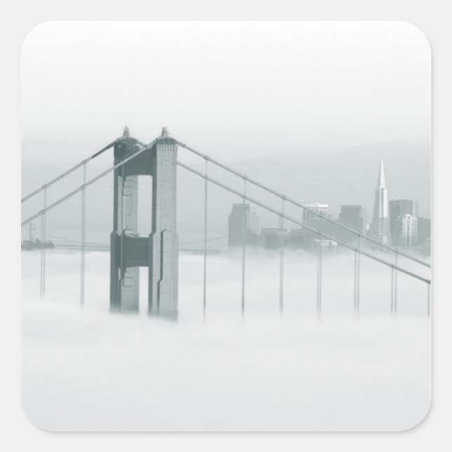 Sticker Carré Le brouillard traverse la baie de San Francisco 2 (Devant)